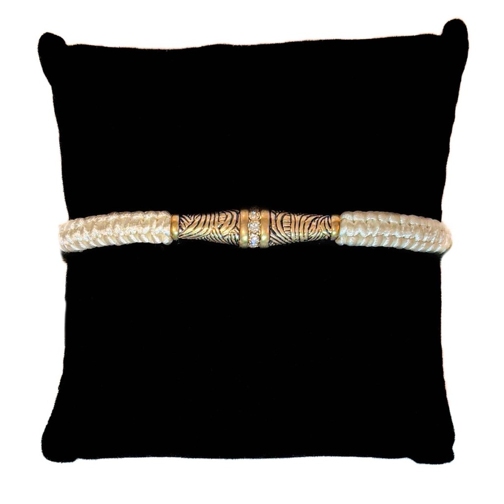 NEW - The Sak Adjustable Gold & Cream Woven Bracelet with Rhinestone Accents